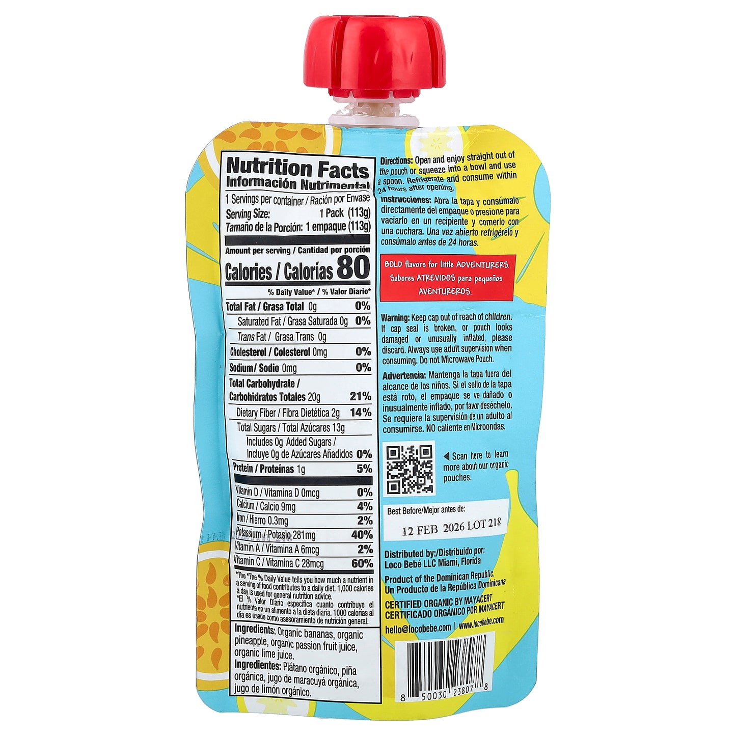 Loco Bebe, Organic Puree, 6+ Months, Totally Tropical, 4 oz (113 g)