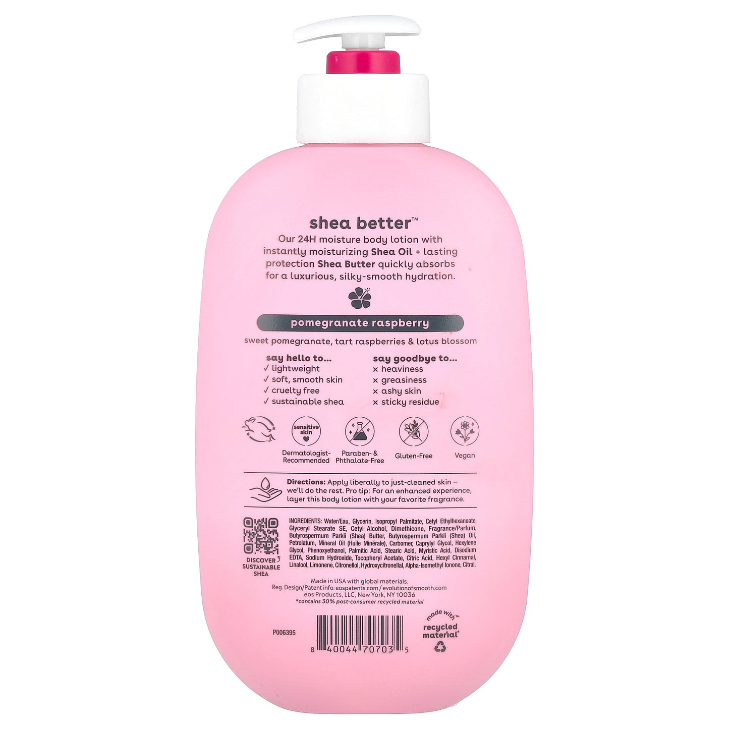 EOS, Shea Better™, 24H Moisture Body Lotion, Pomegranate Raspberry, 16 fl oz (473 ml)