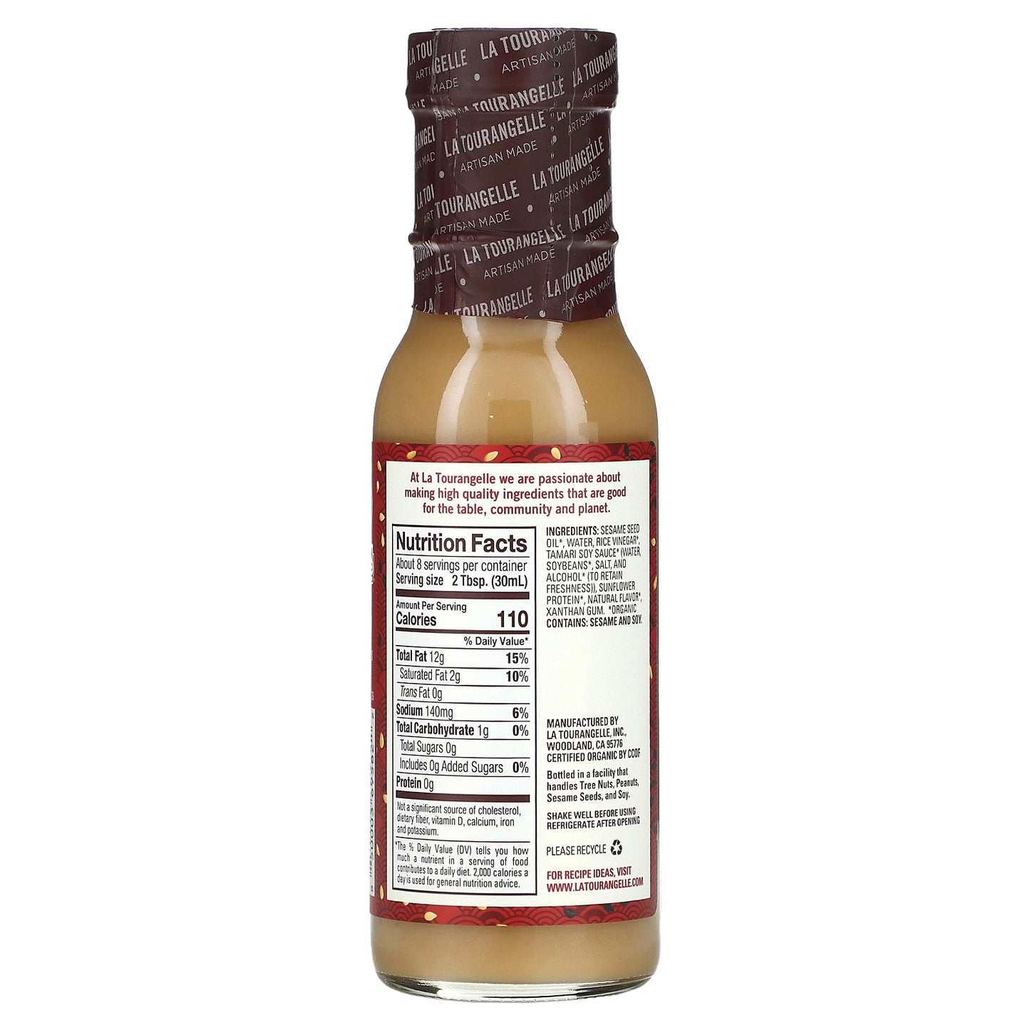 La Tourangelle, Organic Sesame Tamari Vinaigrette, 8 fl oz (236 ml)