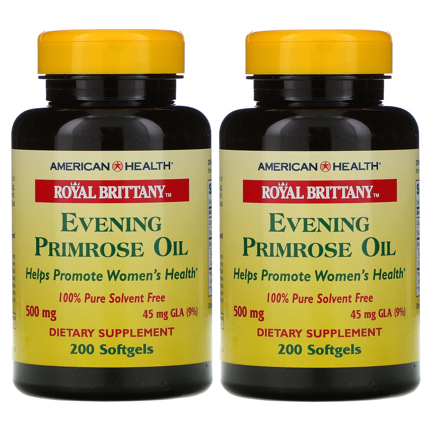 American Health, Royal Brittany, Evening Primrose Oil, 500 mg, 2 Bottles, 200 Softgels Each