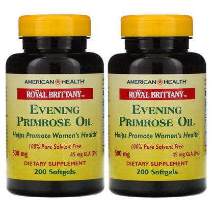 American Health, Royal Brittany, Evening Primrose Oil, 500 mg, 2 Bottles, 200 Softgels Each