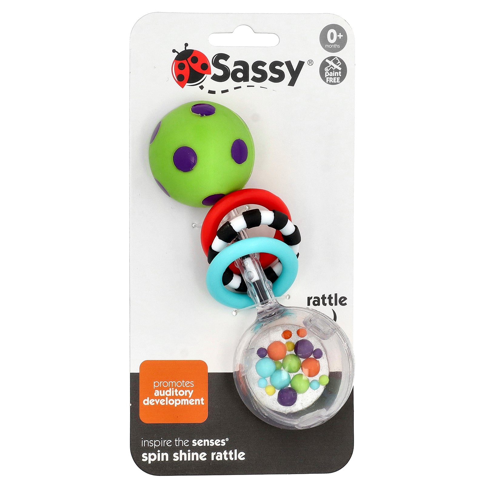 Sassy, Inspire The Senses®, Spin Shine Rattle, 0+ Months, 1 Count