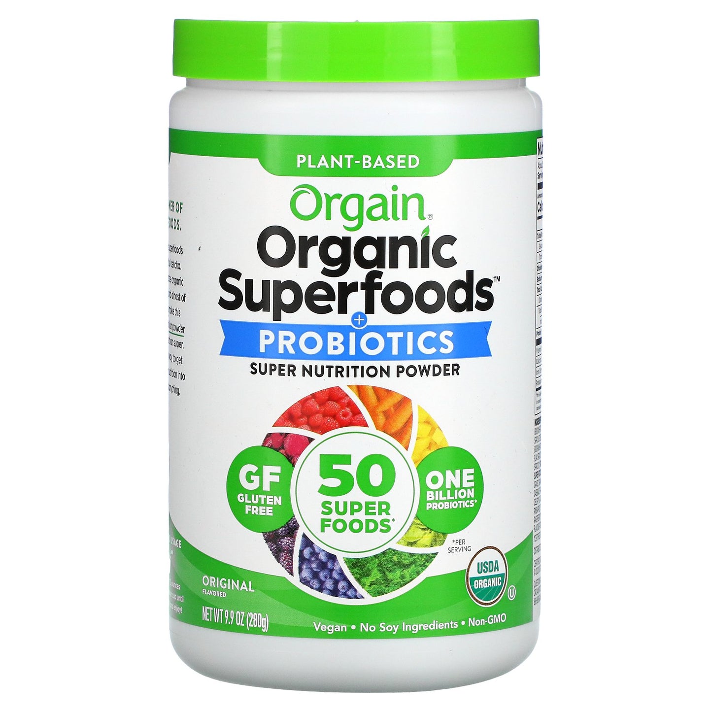 Orgain, Organic Plant-Based Superfoods + Probiotics, Original, 9.9 oz (280 g)