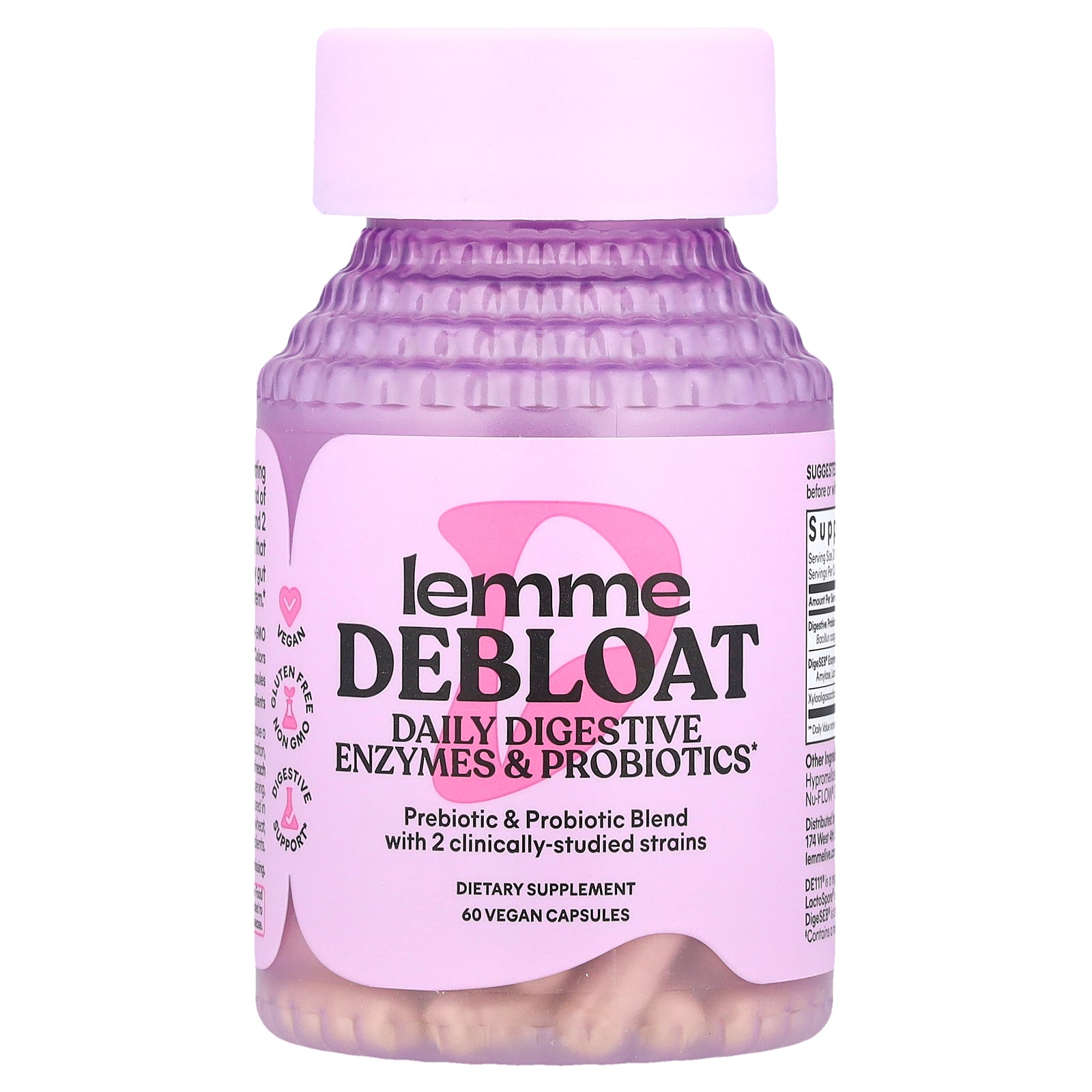 Lemme, Debloat, Daily Digestive Enzymes & Probiotics, 60 Vegan Capsules