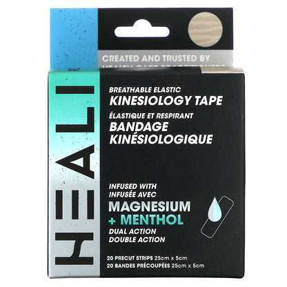 Heali Medical Corp, Breathable Elastic Kinesiology Tape, Beige with Zebra Design, 20 Precut Strips