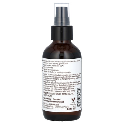 Pura D'or, Organic Borage Oil, 4 fl oz (118 ml)