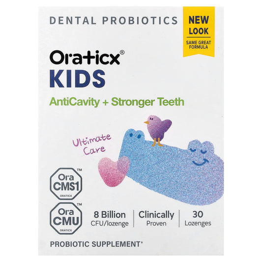 Oraticx, Kids, Dental Probiotics, AntiCavity + Stronger Teeth, Yogurt , 30 Lozenges