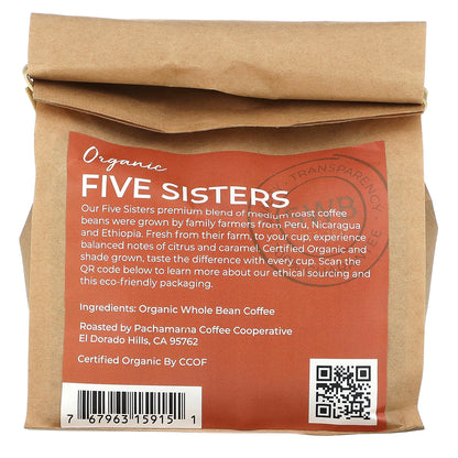 Starwest Botanicals, Organic Five Sisters Coffee, Whole Bean, Medium Roast, 10 oz (283 g)