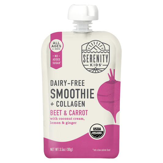 Serenity Kids, Dairy-Free Smoothie + Collagen, Beet & Carrot, All Ages 6+ Months, 3.5 oz (99 g)
