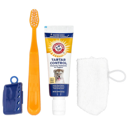 Arm & Hammer, Tartar Control, Dental Training Kit For Puppies, Vanilla Ginger, 4 Piece Kit