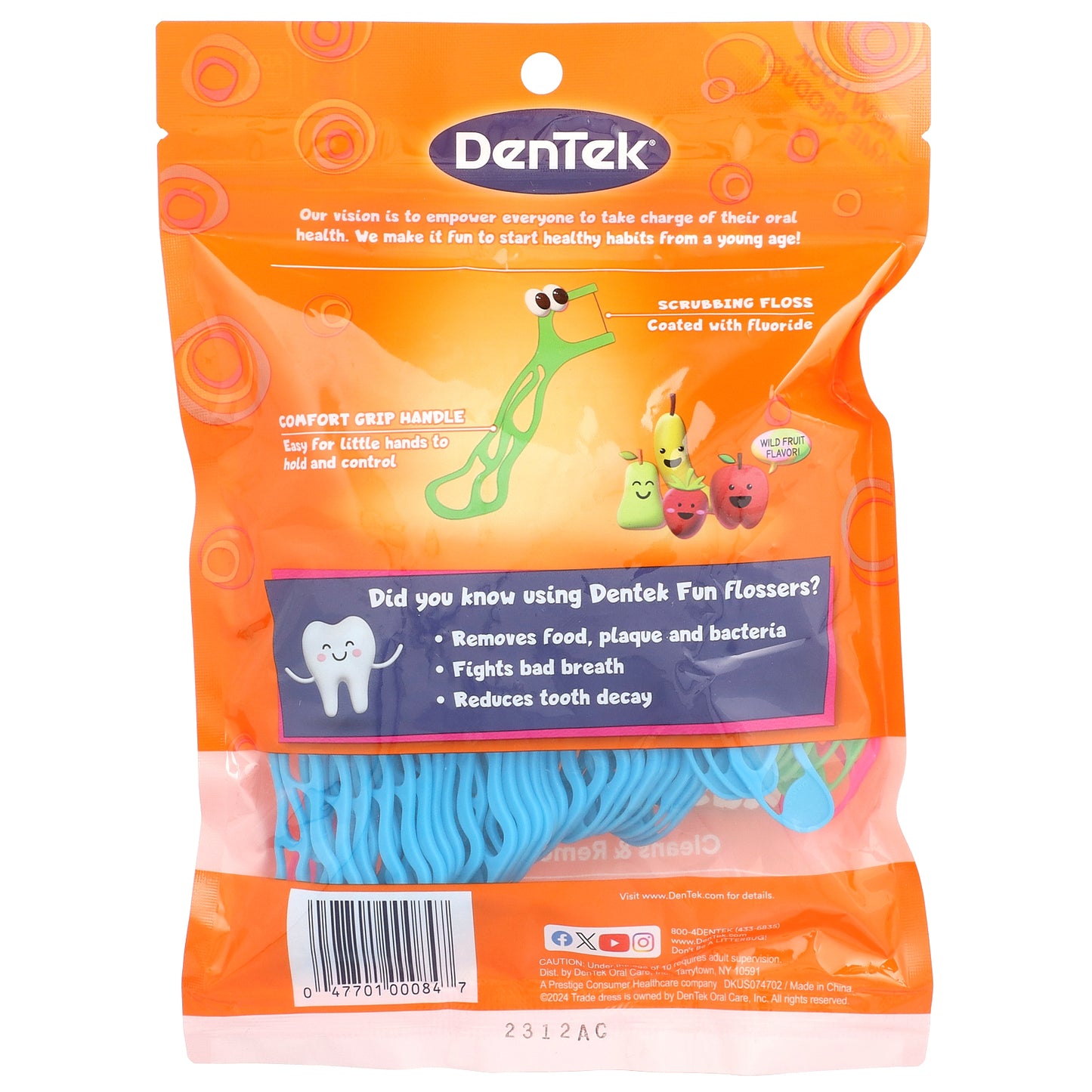 DenTek, Kids Fun Flossers, Wild Fruit, 90 Floss Picks