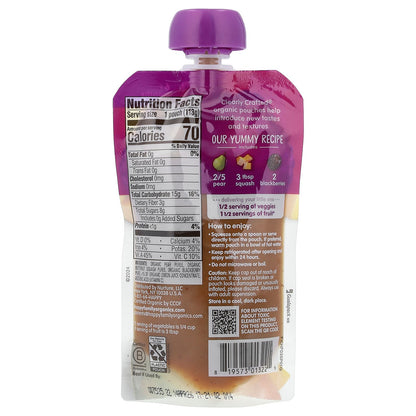 Happy Family Organics, Happy Baby®, Organic Baby Food, 6+ Months, Pears, Squash & Blackberries, 4 oz (113 g)