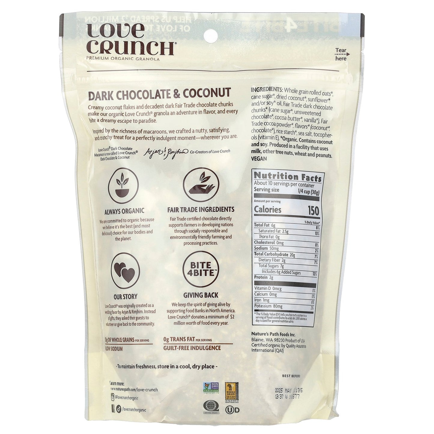 Nature's Path, Love Crunch®, Premium Organic Granola, Dark Chocolate & Coconut, 11.5 oz (325 g)