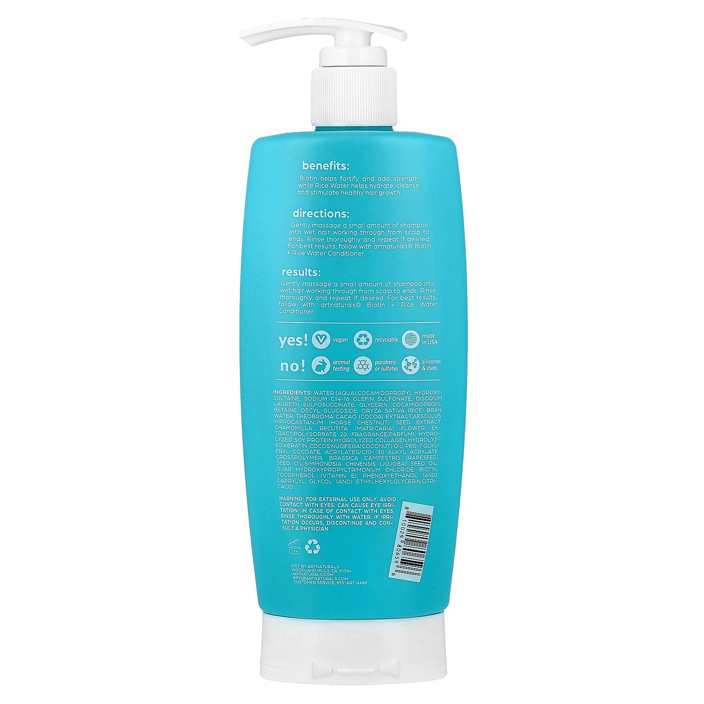 artnaturals, Biotin + Rice Water Strengthen Shampoo, For Men and Women, Step 01, 16 fl oz (473 ml)