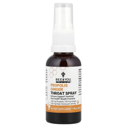 Bee & You, Propolis Ginger Throat Spray, 1 fl oz (30 ml)