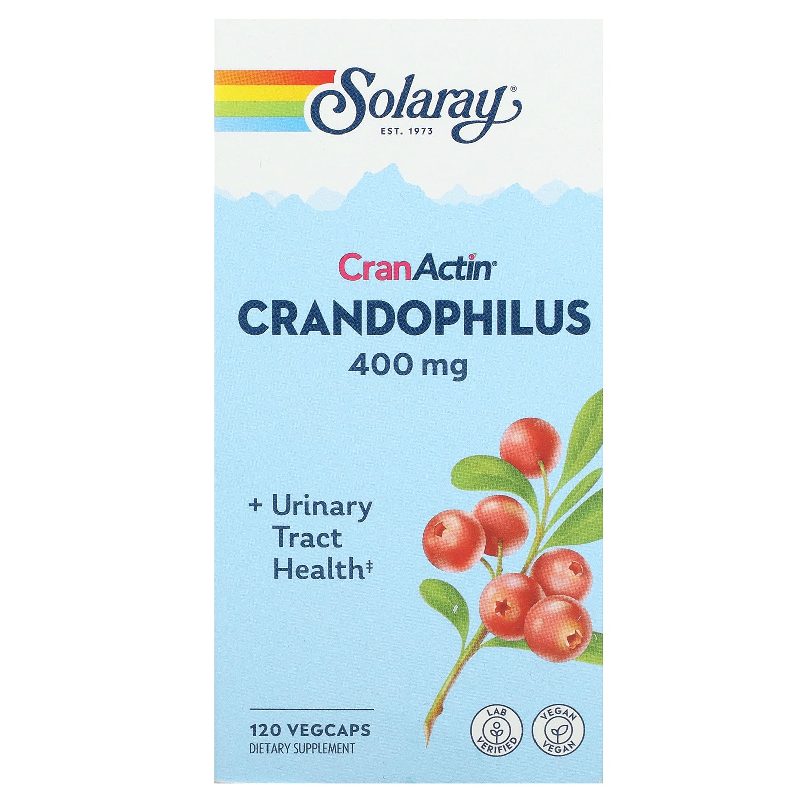 Solaray, CranActin, Crandophilus, 400 mg, 120 VegCaps (200 mg per Capsule)