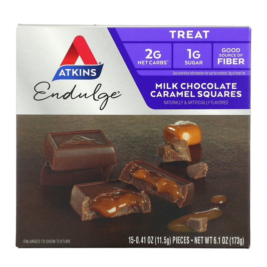 Atkins, Treat, Milk Chocolate Caramel Squares, 15 Pieces, 0.41 oz (11.5 g) Each