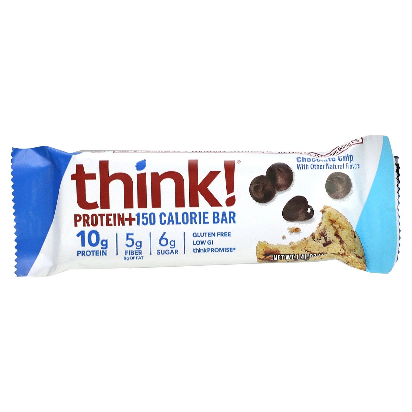 Think !, Protein+ 150 Calorie Bars, Chocolate Chip, 10 Bars, 1.41 oz (40 g) Each