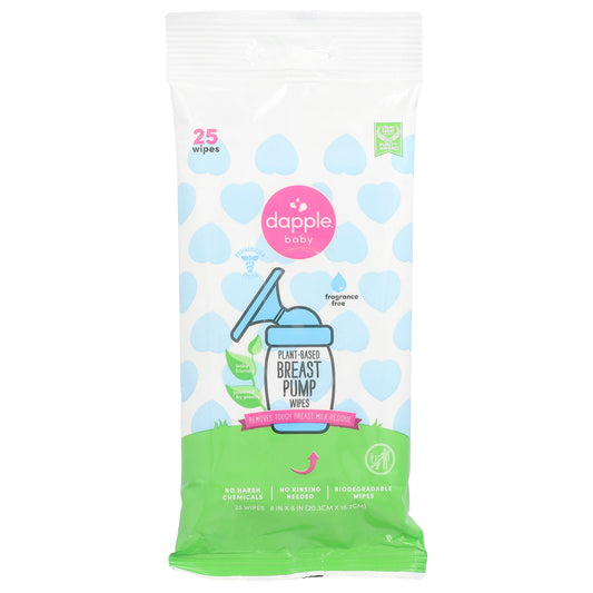 Dapple Baby, Plant-Based Breast Pump Wipes, Fragrance Free, 25 Wipes