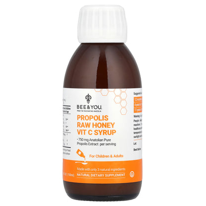Bee & You, Propolis Raw Honey Vit C Syrup, 5 fl oz (150 ml)