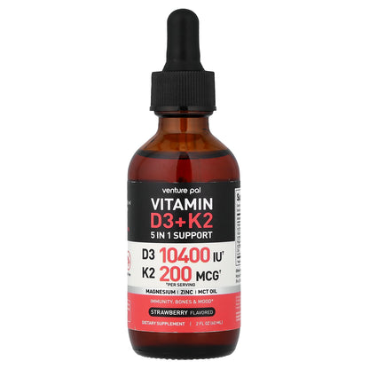 Venture Pal, Vitamin D3 + K2, Strawberry, 2 fl oz (60 ml)