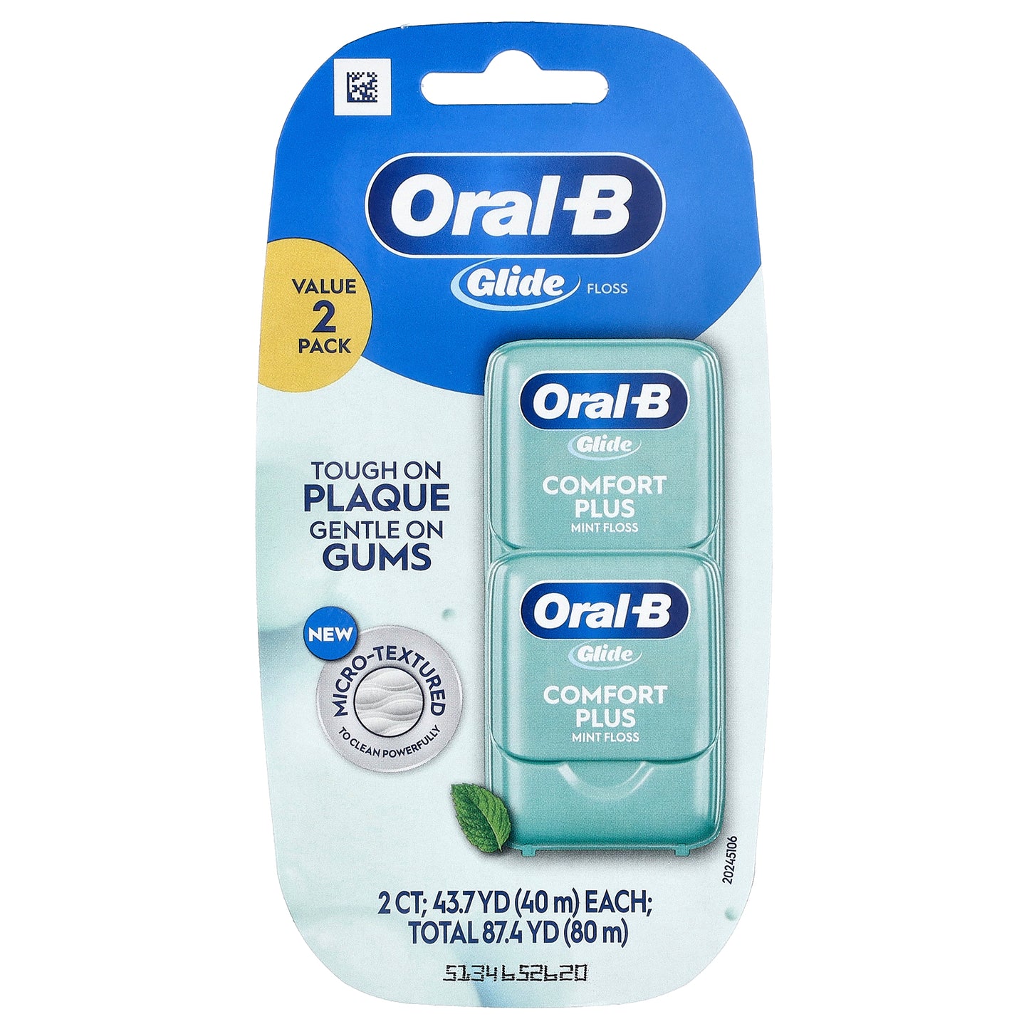 Oral-B, Glide Floss, Pro Health, Comfort Plus, Mint, 2 Pack, 43.7 yd (40 m) Each