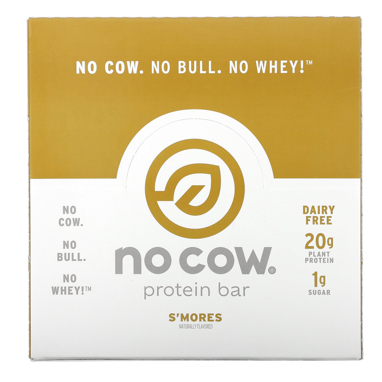 No Cow, Protein Bar, S'mores, 12 Bars, 2.12 oz (60 g)