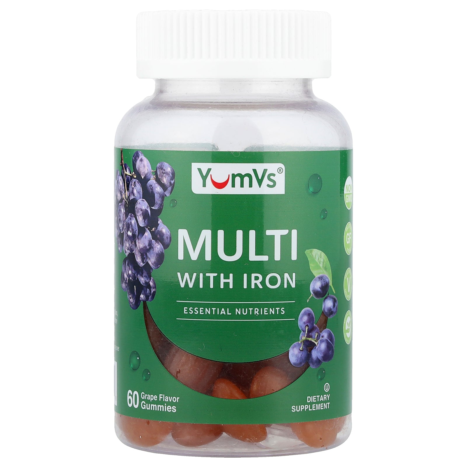 YumVs, Multi with Iron Gummies, Grape, 60 Gummies
