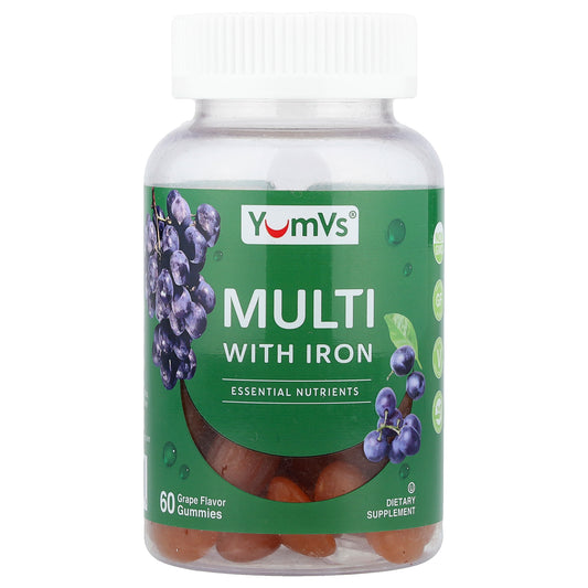 YumVs, Multi with Iron Gummies, Grape, 60 Gummies