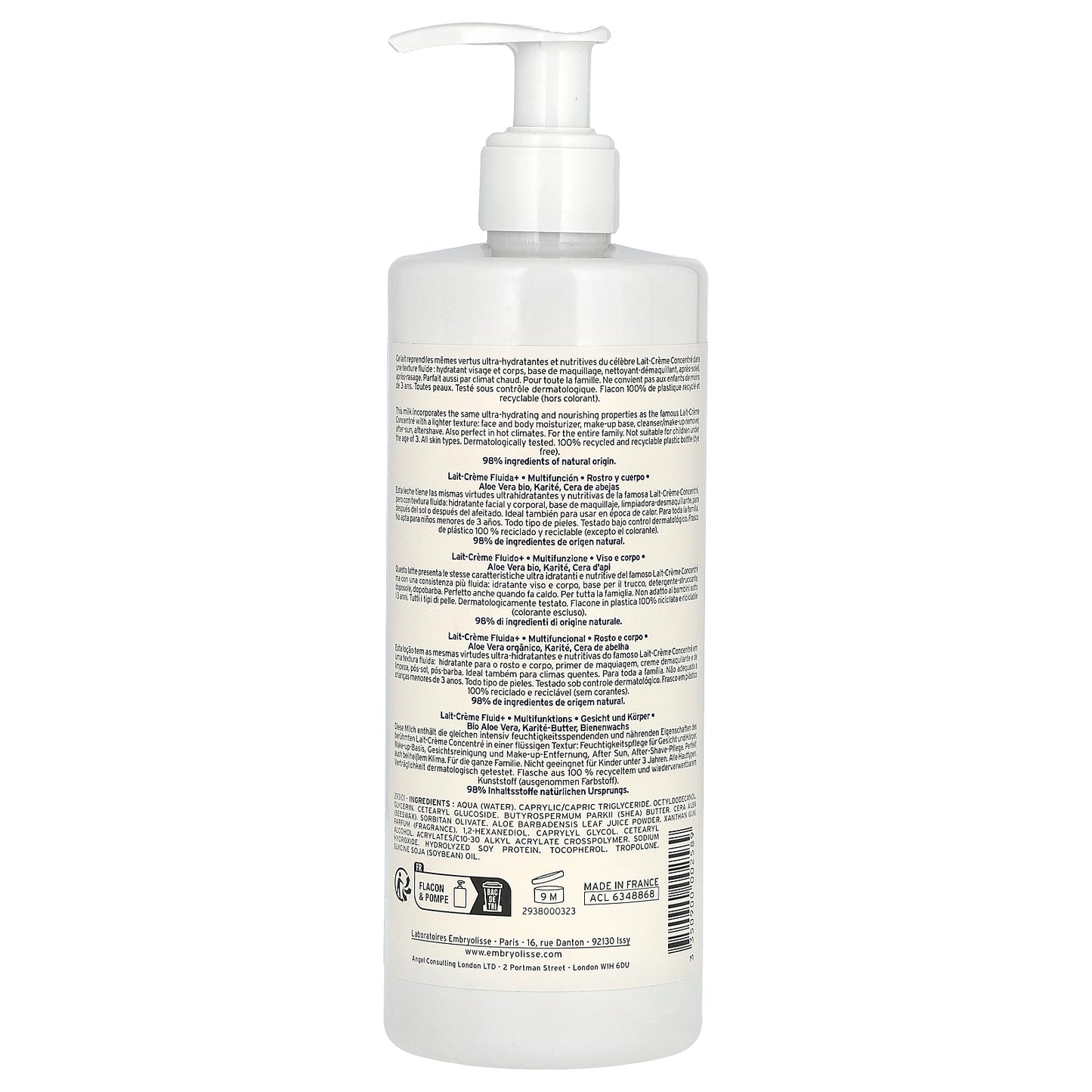 Embryolisse, Lait-Creme Fluid+, Multi-Function Moisturizer, 13.52 fl oz (400 ml)