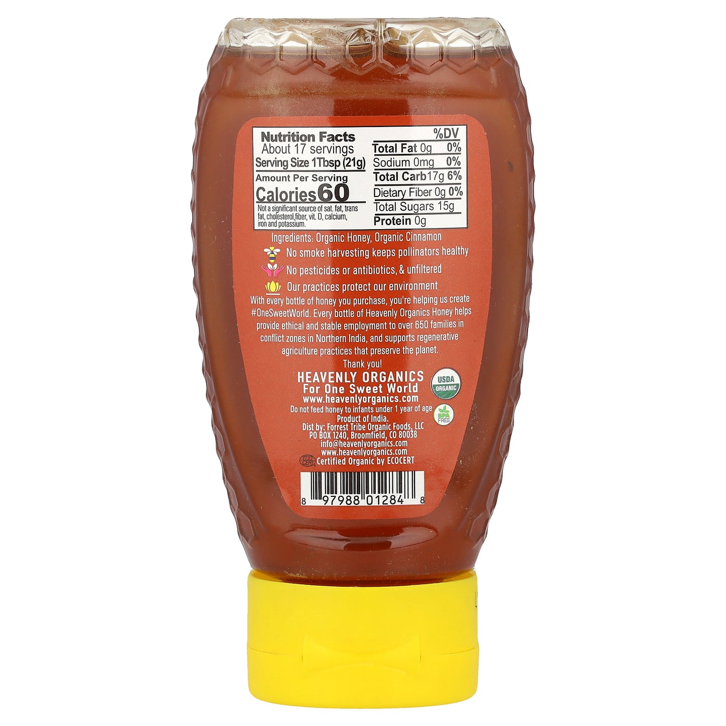 Heavenly Organics, 100% Organic Cinnamon Honey, 12 oz (340 g)