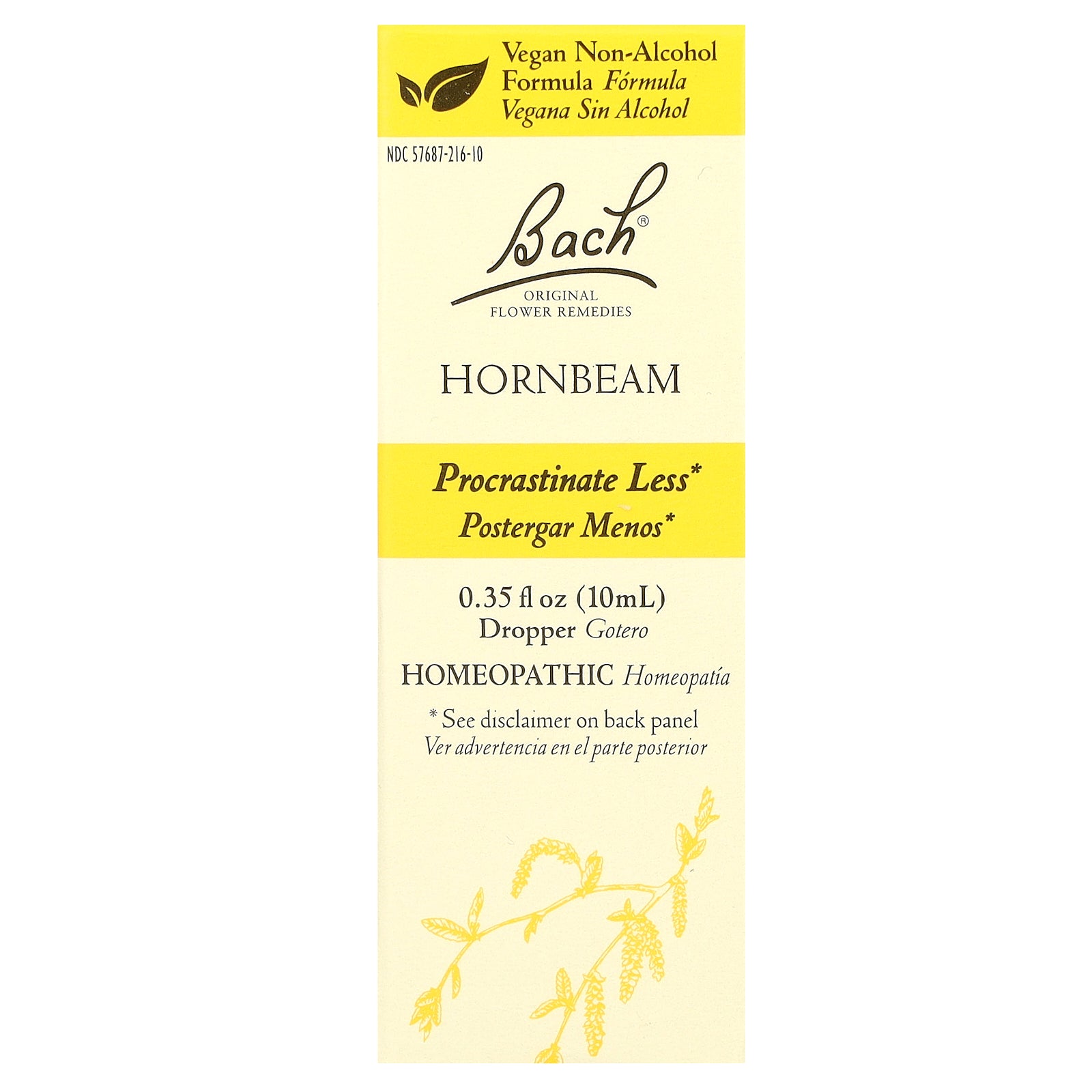 Bach, Original Flower Remedies, Hornbeam, 0.35 fl oz (10 ml)