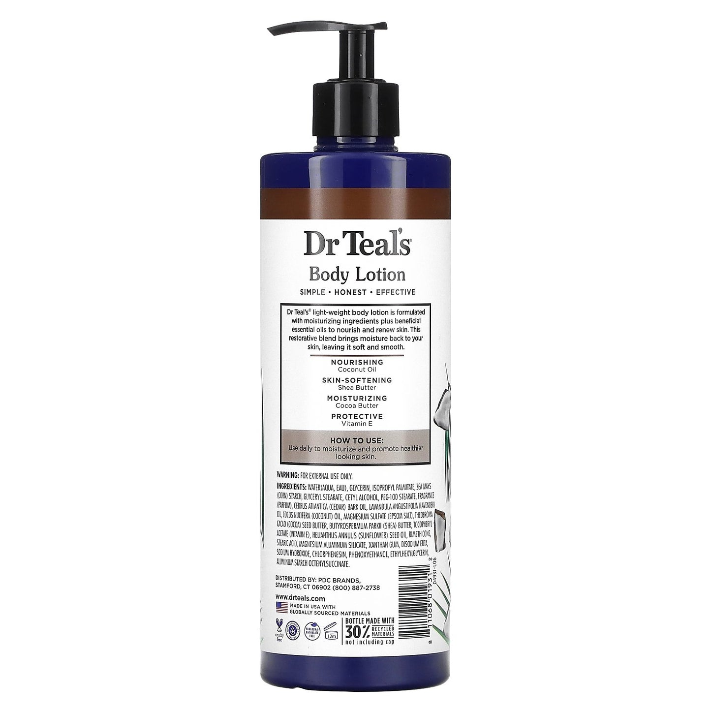 Dr. Teal's, Body Lotion, Nourish & Protect, Coconut Oil & Essential Oils, 18 fl oz (532 ml)