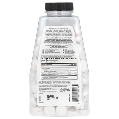 Country Life, Acid Rescue, Calcium Carbonate, Berry, 220 Chewable Tablets