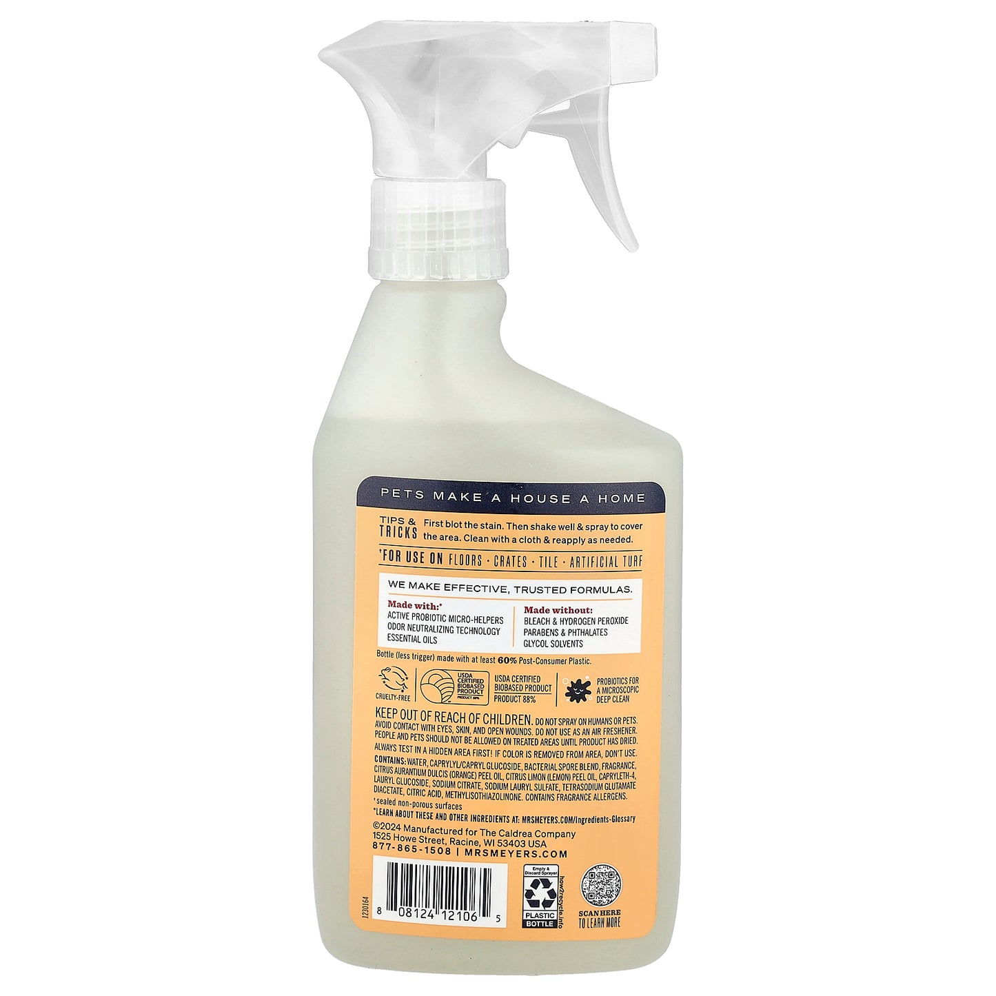 Mrs. Meyers Clean Day, Pet Multi-Surface Cleaner, Orange Blossom, 16 fl oz (473 ml)