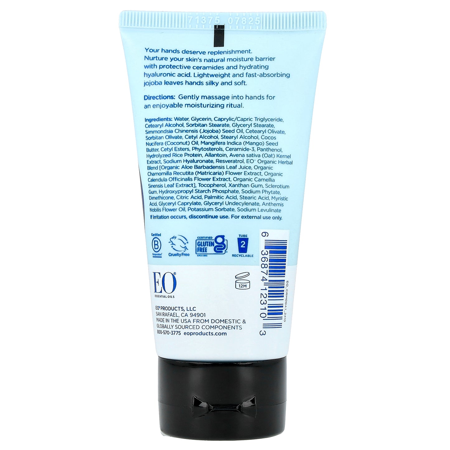 EO Products, Hand Cream, Simply Unscented, 2.5 fl oz (74 ml)