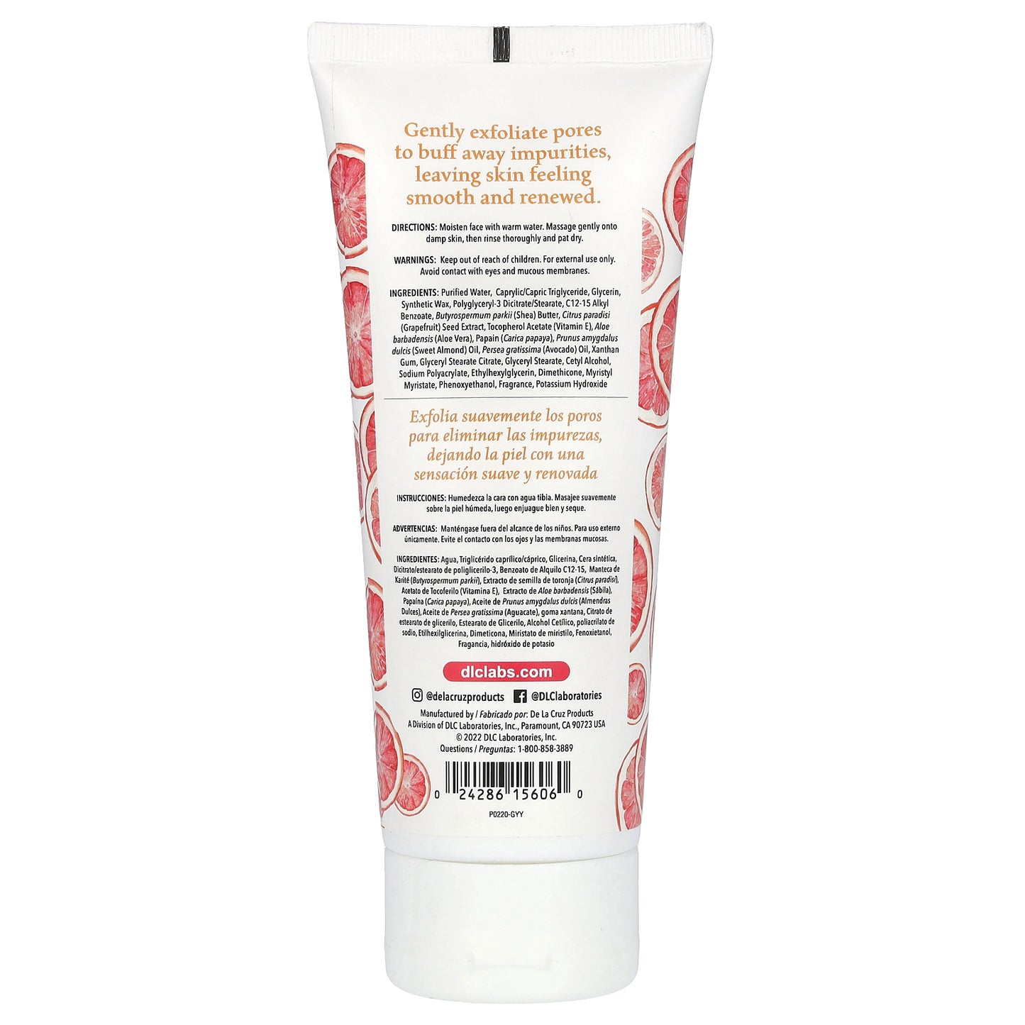 De La Cruz, Facial Scrub, Grapefruit, 6 oz (170 g)