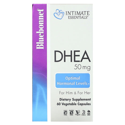 Bluebonnet Nutrition, Intimate Essentials, DHEA, For Him & For Her, 50 mg, 60 Vegetable Capsules