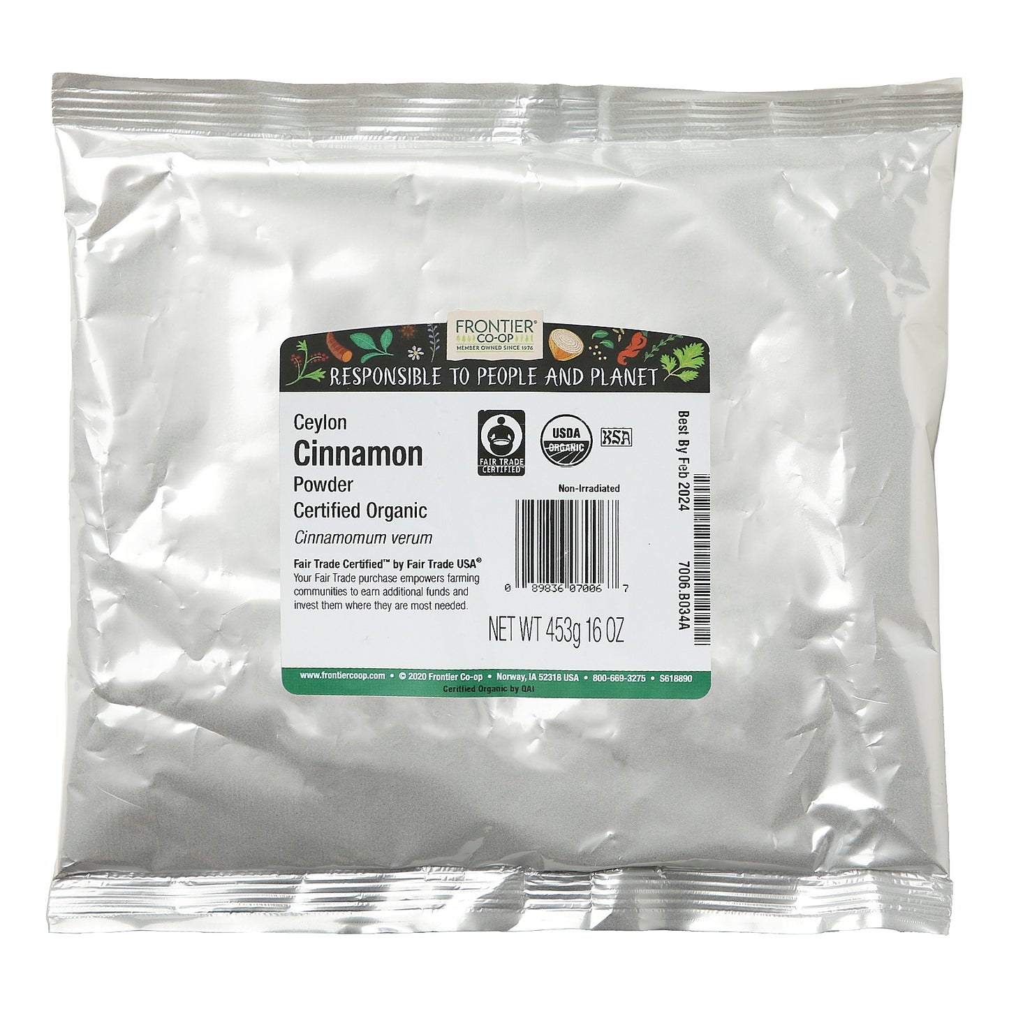Frontier Co-op, Organic Fair Trade Ceylon Cinnamon Powder, 16 oz (453 g)