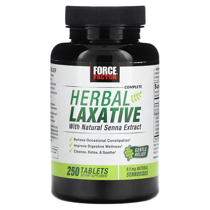 Force Factor, Complete Herbal Laxative with Natural Senna Extract, 250 Tablets