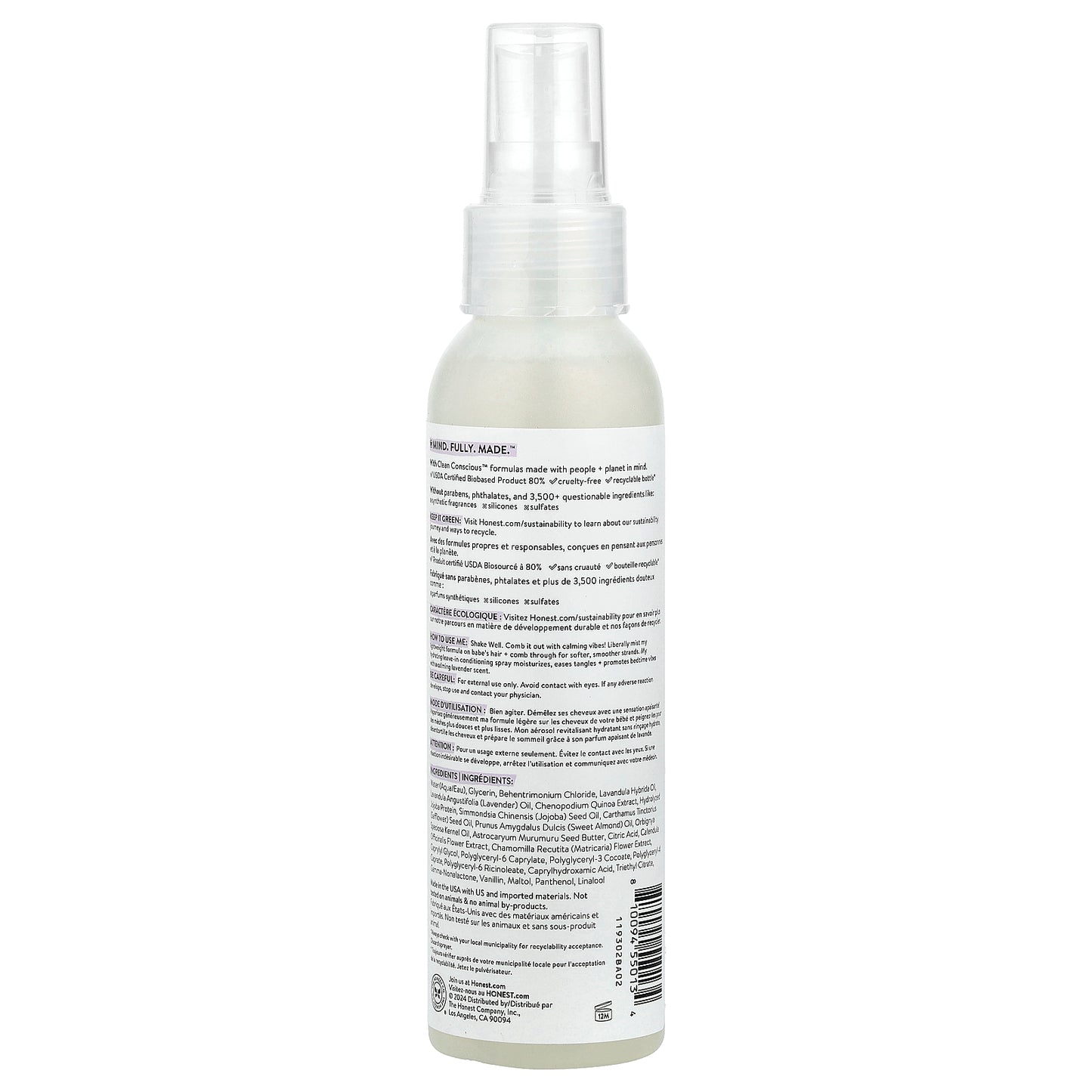 The Honest Company, Calm, Conditioning Detangler, Lavender, 4 fl oz (118 ml)