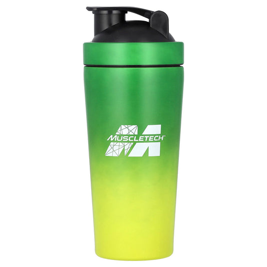 MuscleTech, Shaker Bottle, Stainless Steel, Green/Yellow, 25 oz (739 ml)