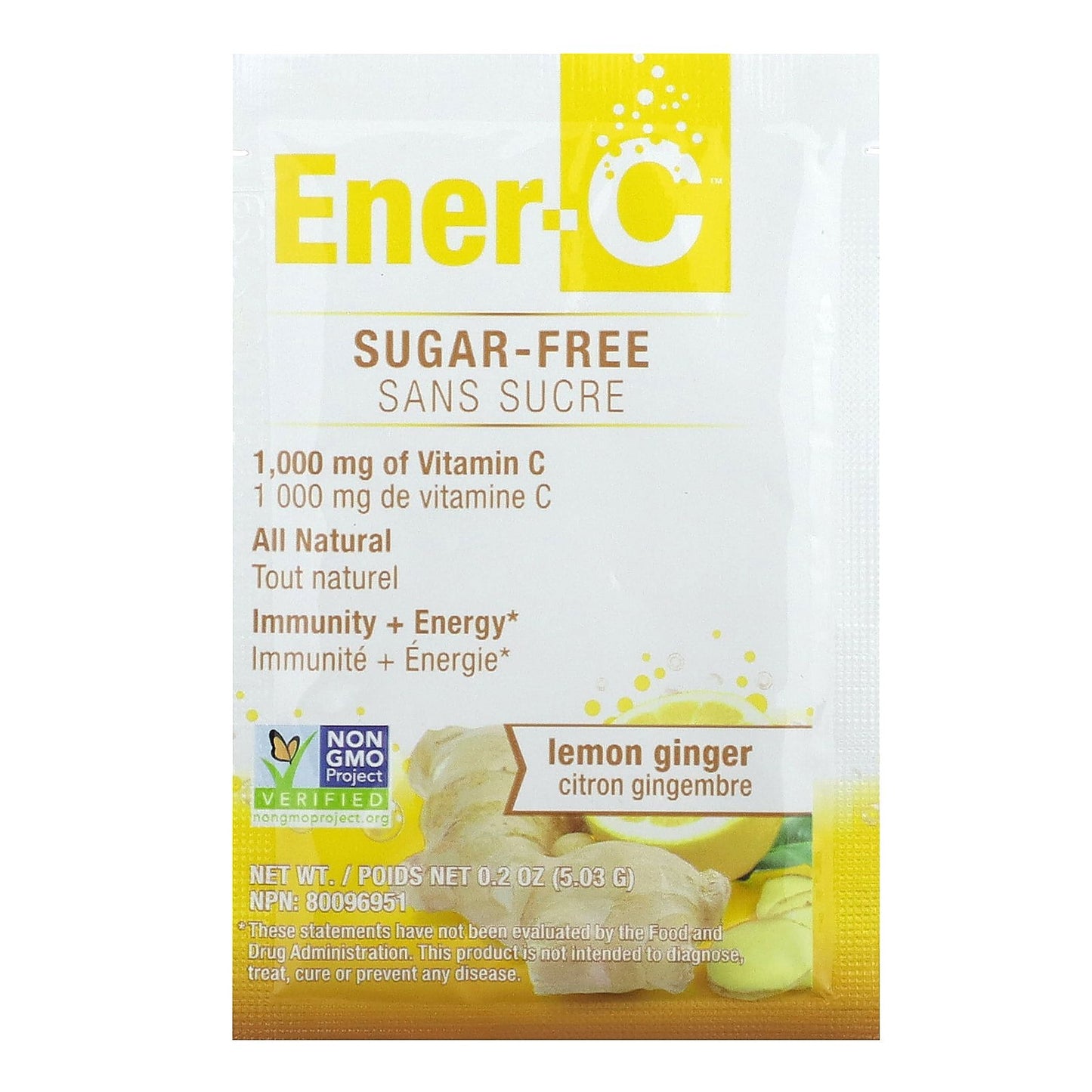 Ener-C, Vitamin C Drink Mix, Sugar Free, Lemon Ginger, 1,000 mg, 30 Packets