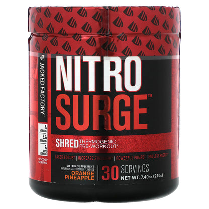 Jacked Factory, Nitro Surge, Shred Thermogenic Pre-Workout, Orange Pineapple, 7.4 oz (210 g)