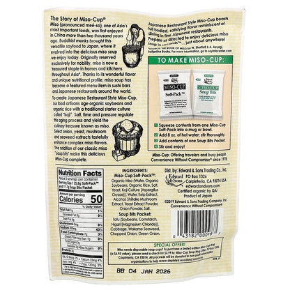 Edward & Sons, Miso-Cup®, Japanese Restaurant Style, 3 Single Servings, 2.9 oz (82 g)