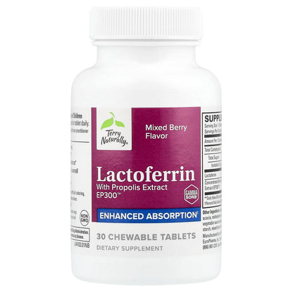 Terry Naturally, Lactoferrin With Propolis Extract, Mixed Berry, 30 Chewable Tablets