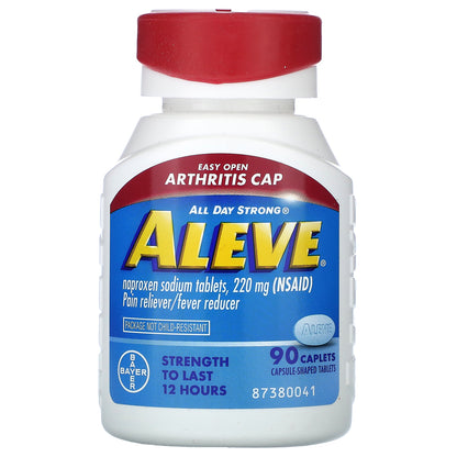 Aleve, Naproxen Sodium Tablets, Easy Open Arthritis Cap, 220 mg, 90 Caplets