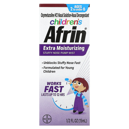 Afrin, Children's,  Extra Moisturizing Stuffy Nose Pump Mist, Ages 2 to Under 6, 1/2 fl oz (15 ml)