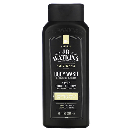 J R Watkins, Men's Body Wash, Sandalwood Vanilla, 18 fl oz (532 ml)