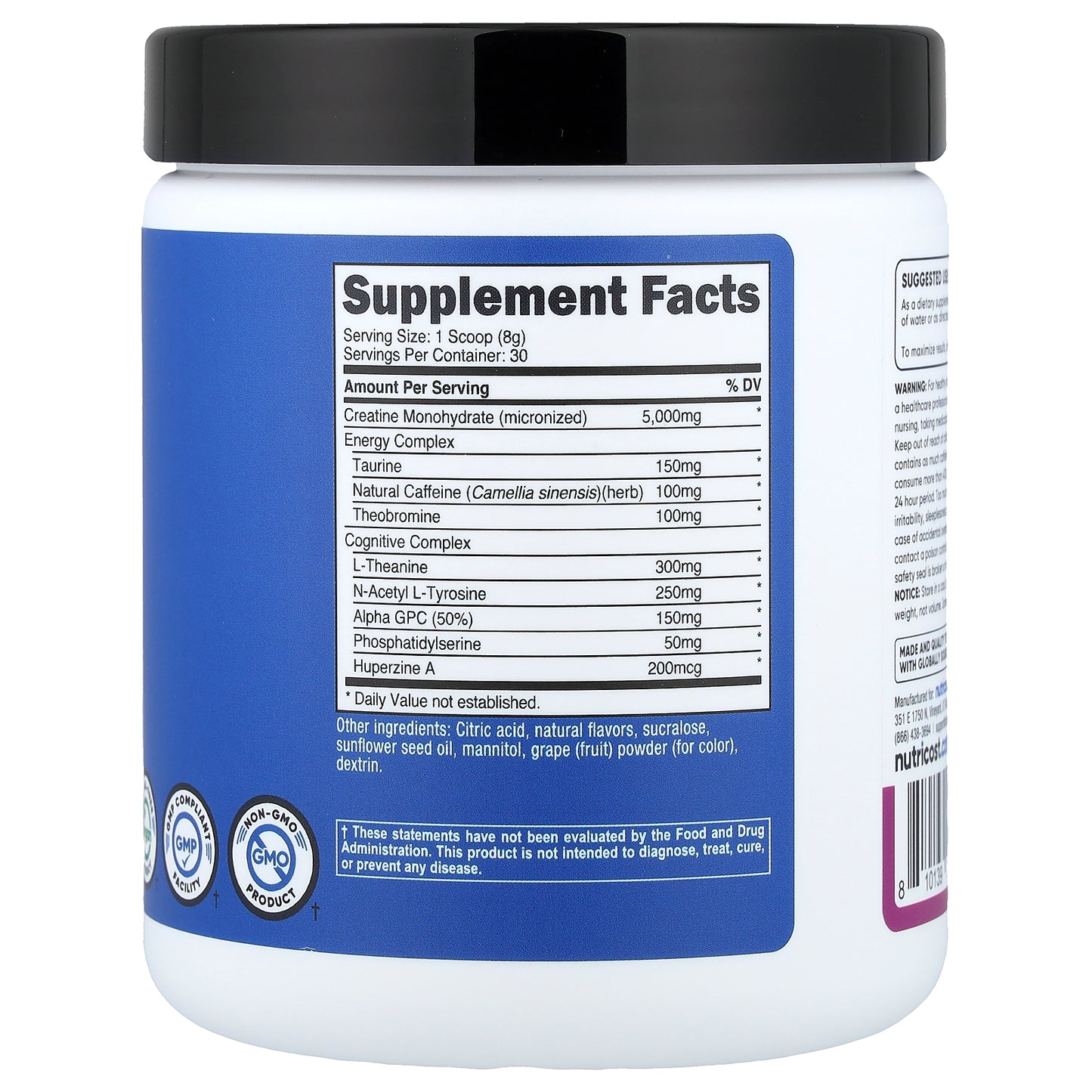 Nutricost, Performance, Creatine + Energy, Grape, 9 oz (252 g)